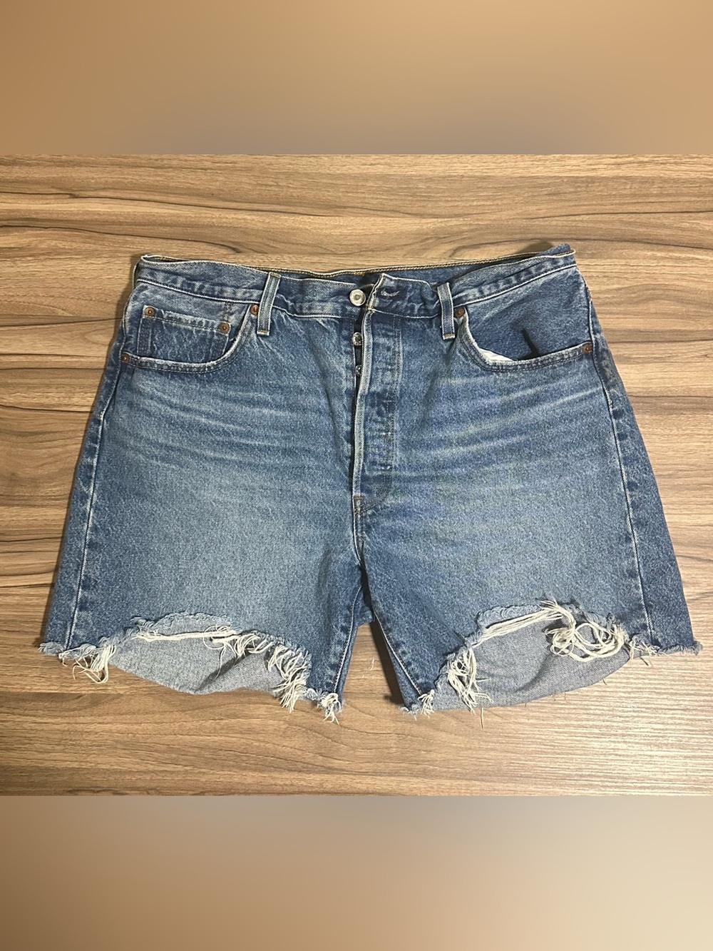 Levi's Distressed Blue Denim Cutoff Shorts - Women